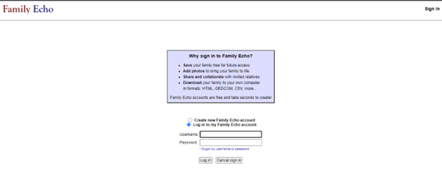 family echo login page