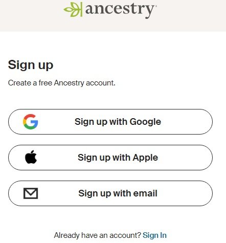 creating ancestry account